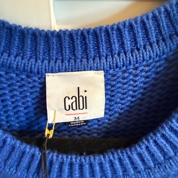 CAbi Blue and Burgundy Sweater with Green and White Accents - Picture 3 of 8